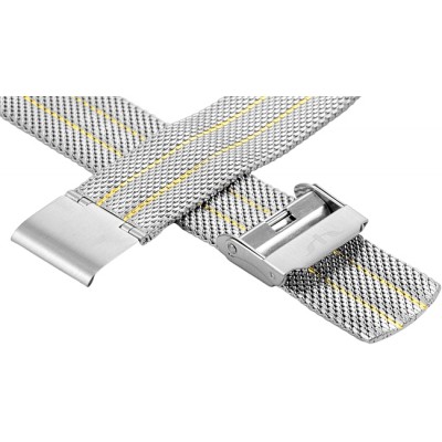 Bransoleta BISSET BM-103 mesh srebrno-złota 18mm